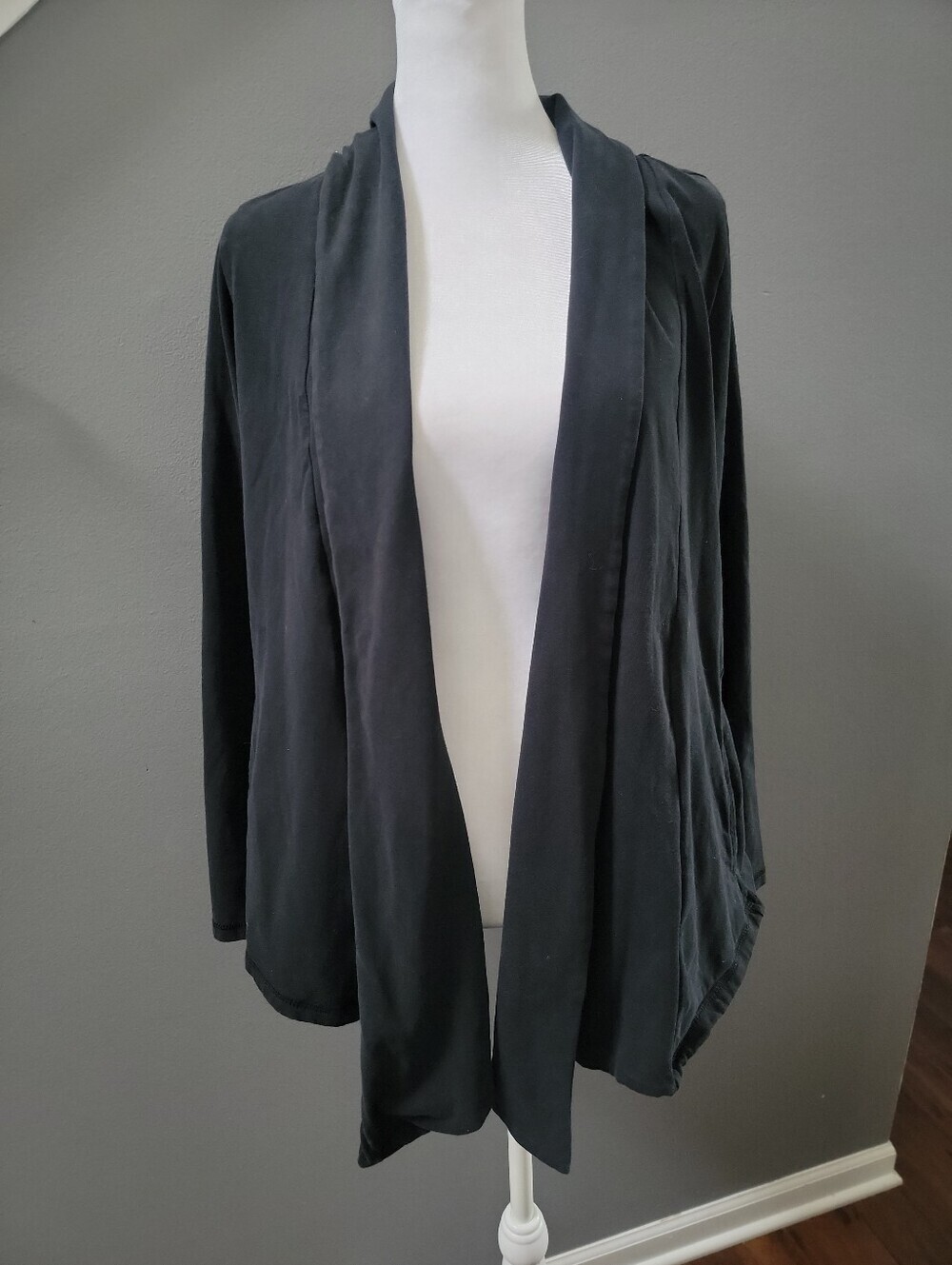 Pact Open Front Draped Waterfall Cardigan Med Organic Cotton Pockets